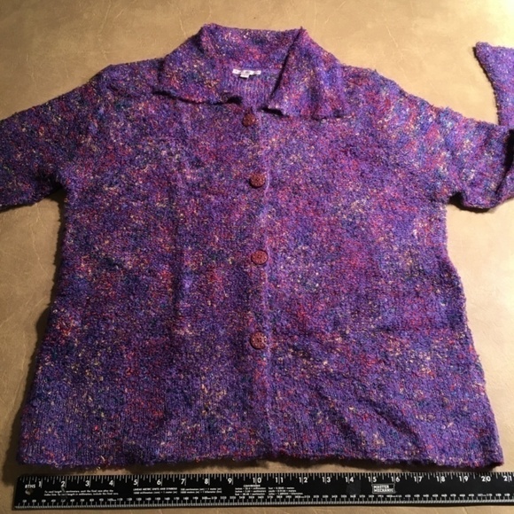 TINU & STU Cardigan, PURPLE BOUCLE, Long/Bell Sleeve, NWOT, Size L - Picture 5 of 8